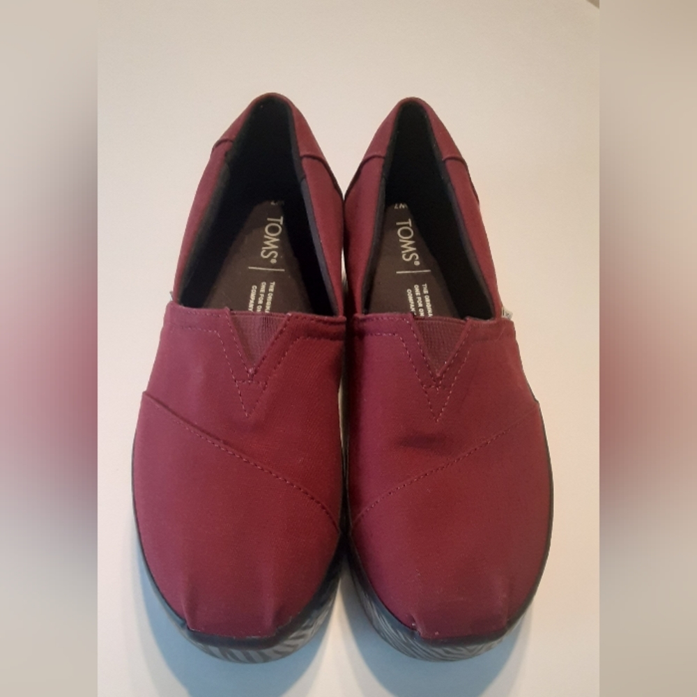 TOMS burgundy Slip On Loafer